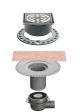 Kerdi Interior Horizontal Drain Set DN50/70 0.8ltrs/s Min Height 115mm - Includes KDR15ED1SB (Grate & Frame SS V2A with screws) and KDBH5070GVB Drain
